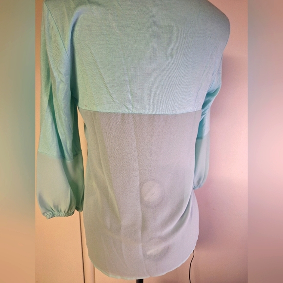 BKE Sea Green Sheer Embellished  Top Size Sm - Picture 7 of 10